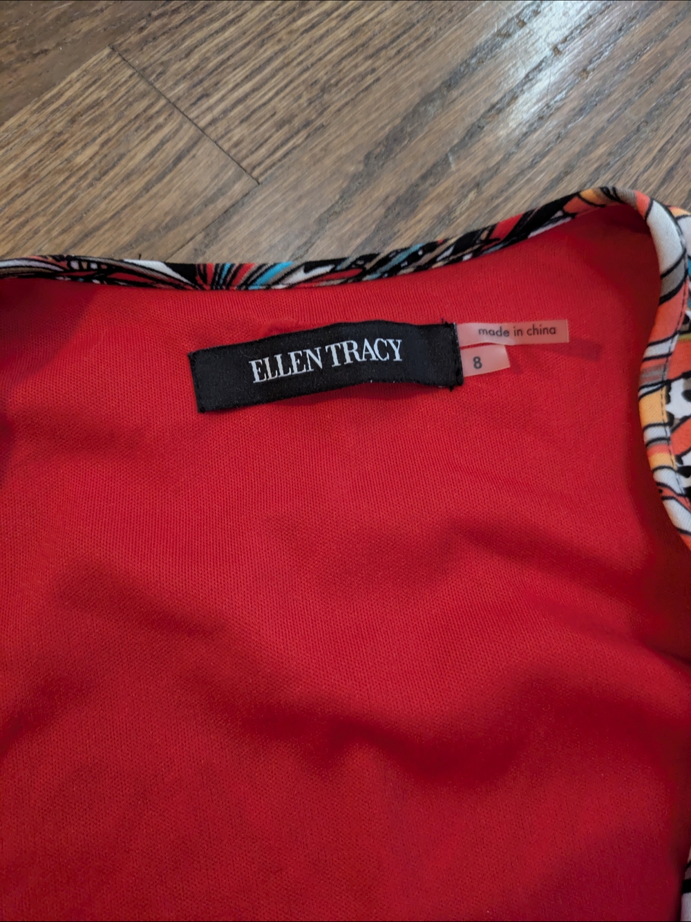 Ellen Tracy Multicolor Abstract Wrap Dress with Red Lining NWT - Picture 2 of 3